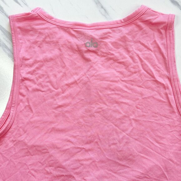 NWT Alo Yoga Cover Tank Twist Front Soft Cropped Sleeveless Athletic Pink Top S - Picture 7 of 10